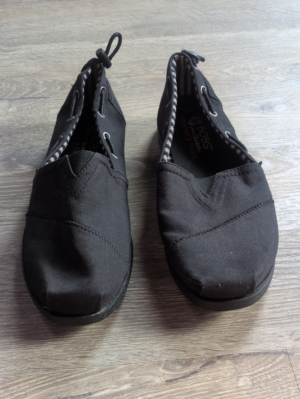 BOBS Black Canvas Slip-On Loafers